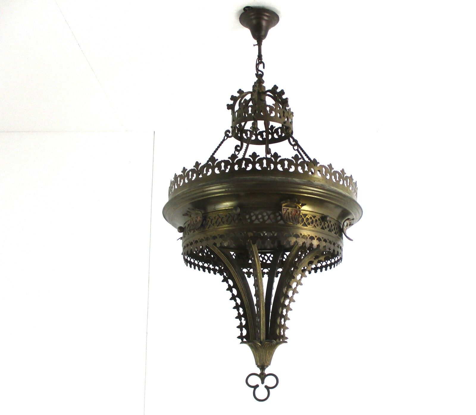 Lighting Gothic Ornate Brass Bronze 1 Light Chandelier Revival Empire Antique  Wow photo