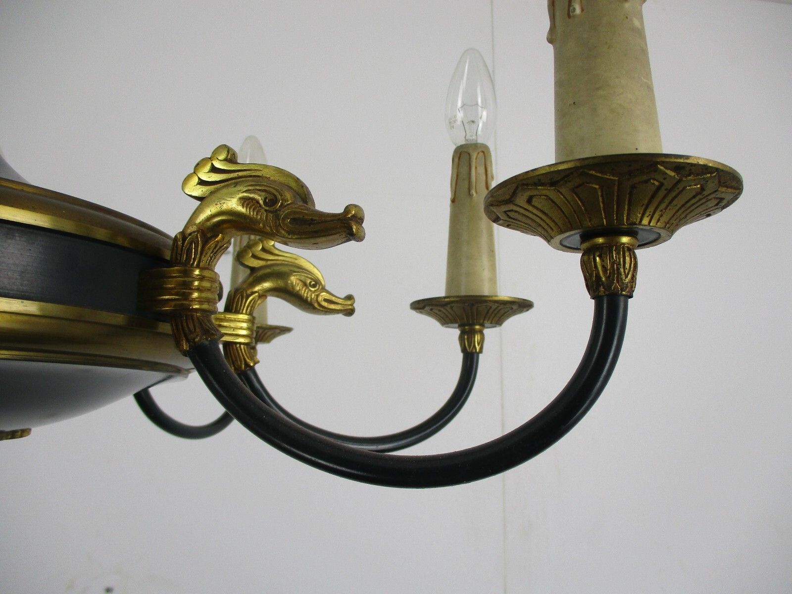 8 Arms Lights Pan Chandelier Revival French  Empire Vintage  Bronze Brass Ducks photo for sale