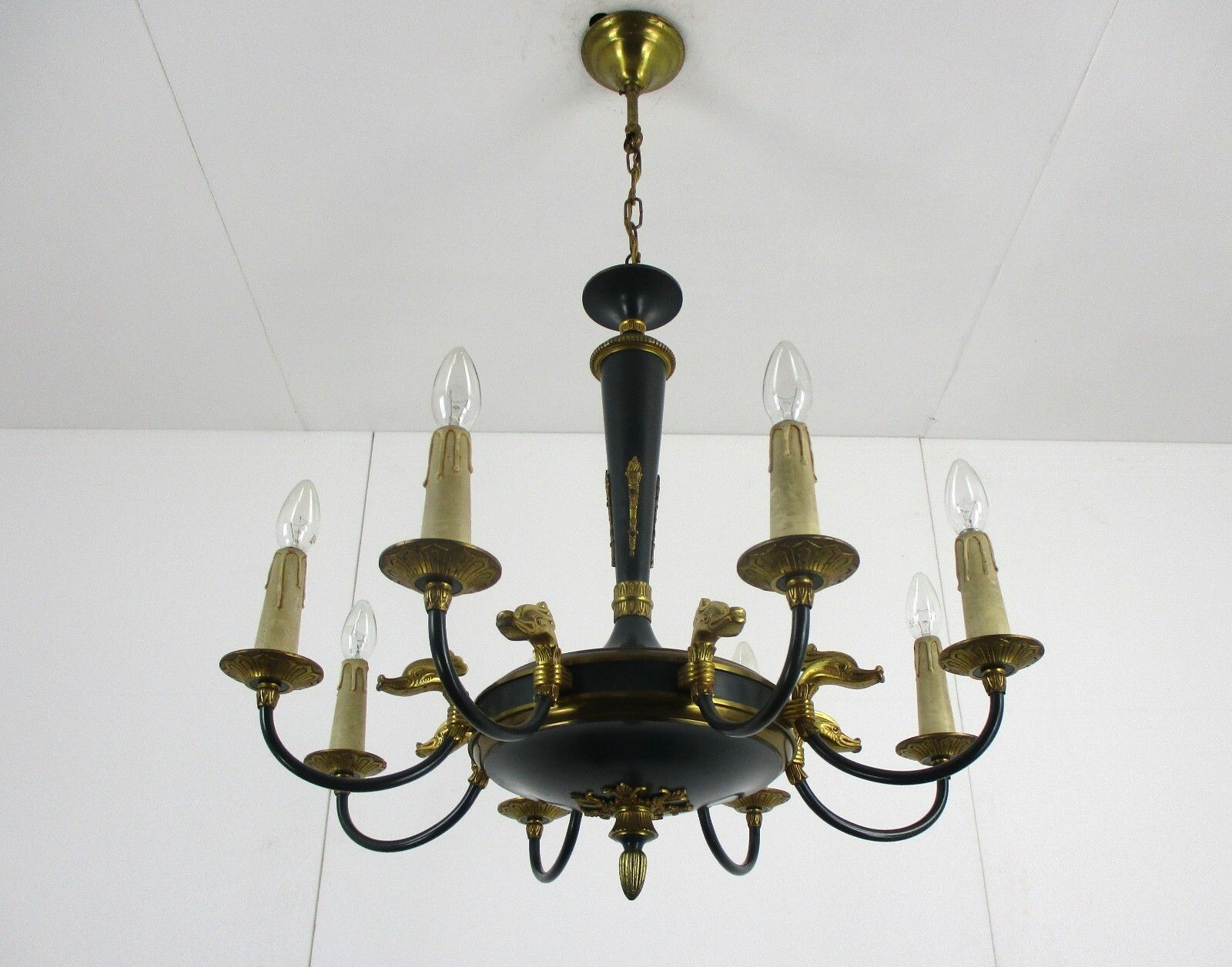 8 Arms Lights Pan Chandelier Revival French  Empire Vintage  Bronze Brass Ducks photo vinterior