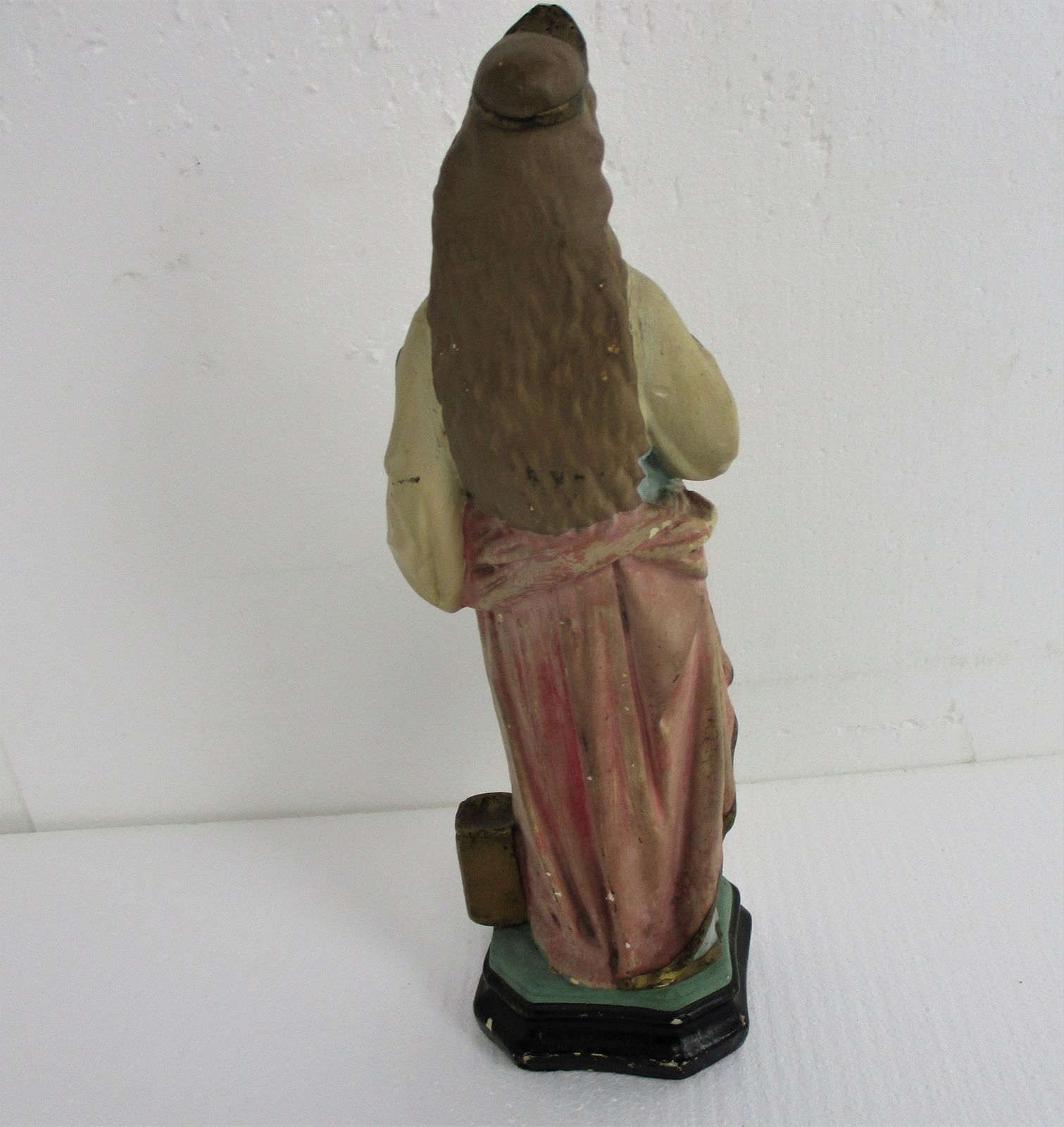 Vintage Statue Saint St Barbara Of Nicomedië Tower Patron Of Firemen Plaster Ht photo vintage