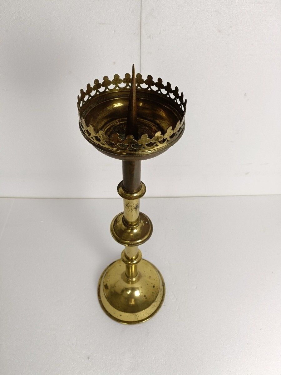 Antique Candle Holder Candle Stick Church  Chapel Altar Monastery Brass Gothic B photo 404.0