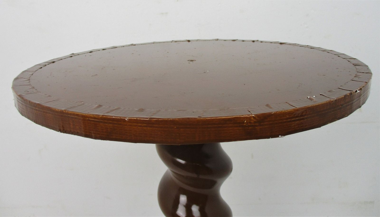 Large Hand Carved Wood Barley Twist Pedestal Display Side Table Plant Stand 24.0 photo Furniture