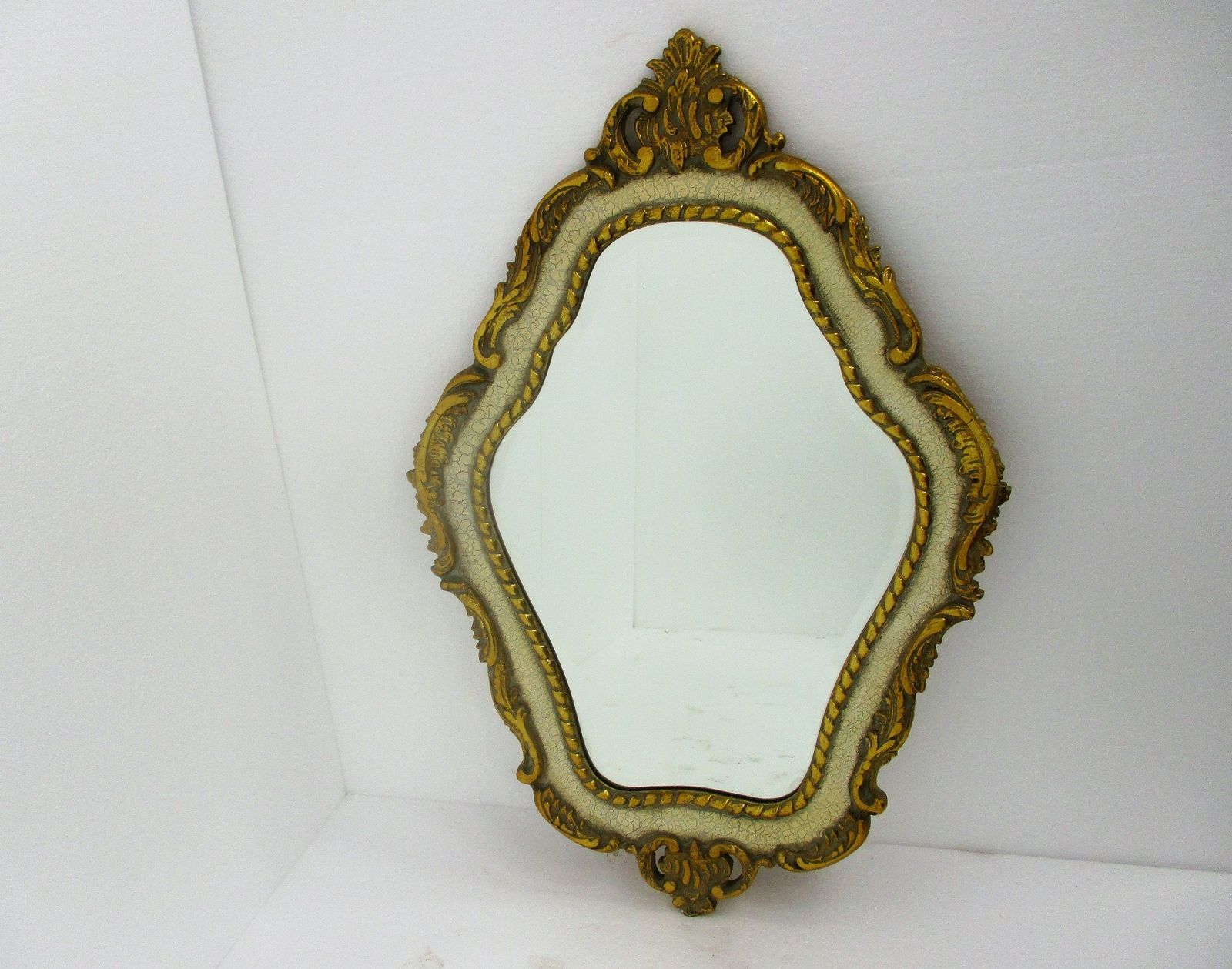 Gorgeous Large Ornate Oval Crackled White Wood Wall Hanging Mirror Romantic Holl photo furniture