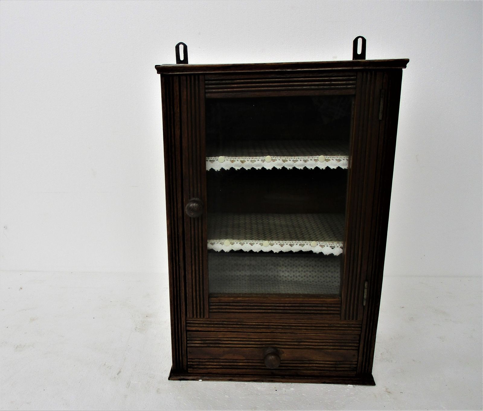 Vintage Kitchen Apothecary Bathroom Wall Cabinet Display Glass Door Lovely Oak photo furniture