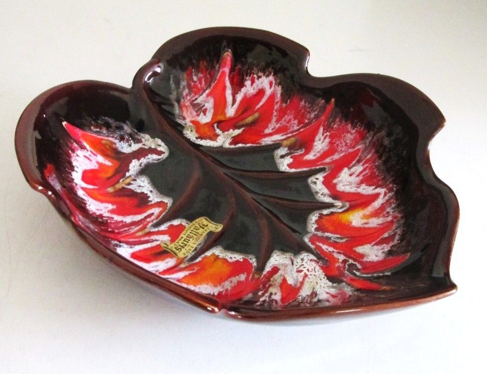 French Vintage Vallauris Leaf Serving Plate Platter Centerpiece Fruit Dish photo furniture