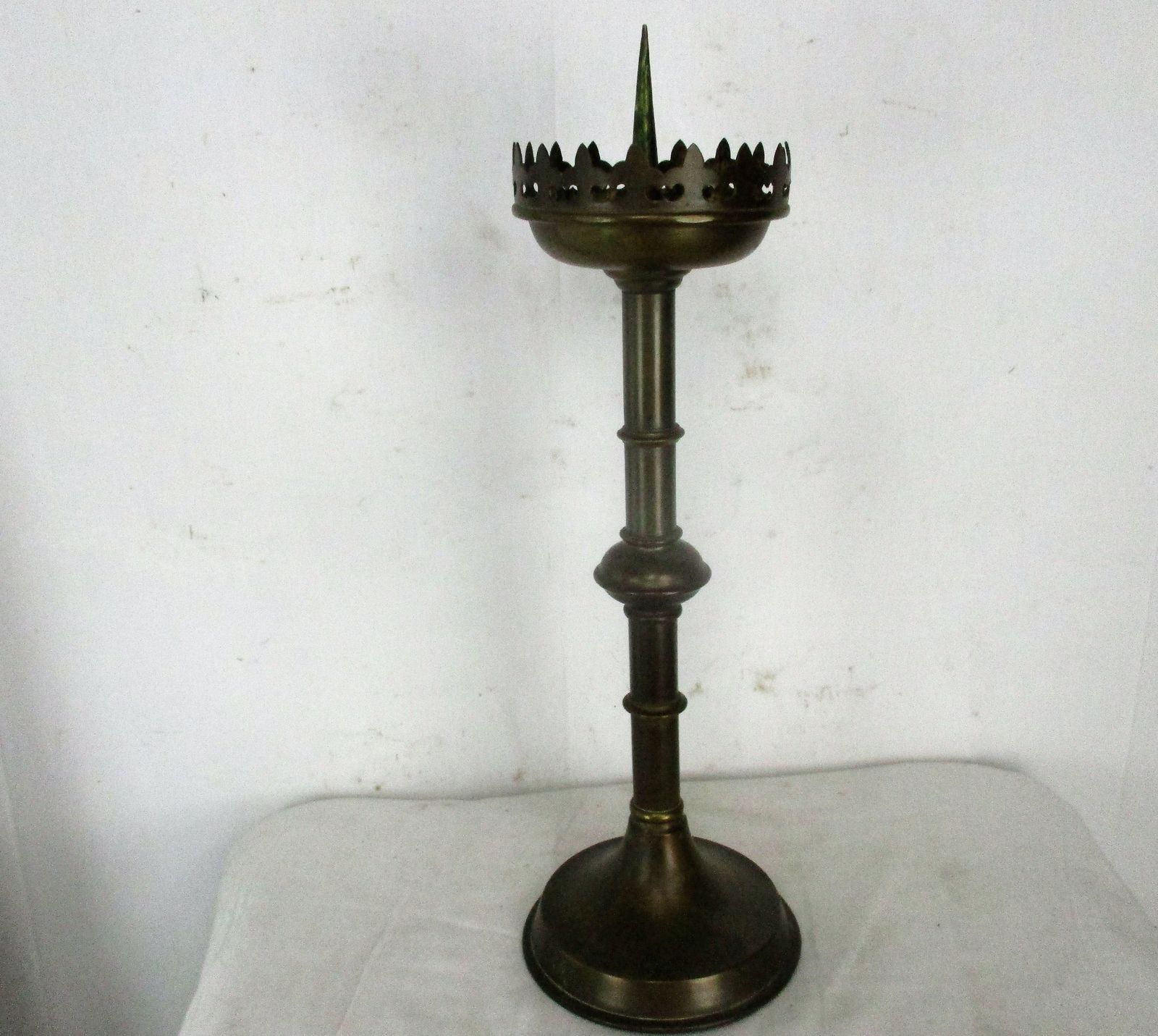 Large Antique Candle Holder Candlestick Church Altar Monastery Brass photo for sale