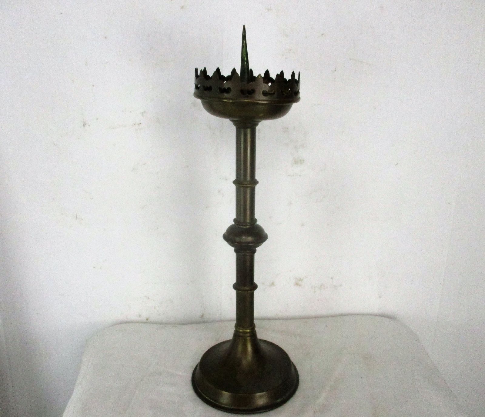 Large Antique Candle Holder Candlestick Church Altar Monastery Brass photo Home Decor