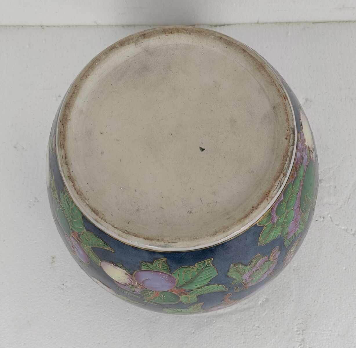 L Vintage Chinese Porcelain Koi Fish Bowl Planter Vase Cachepot Flowers Gorgeous photo vinterior