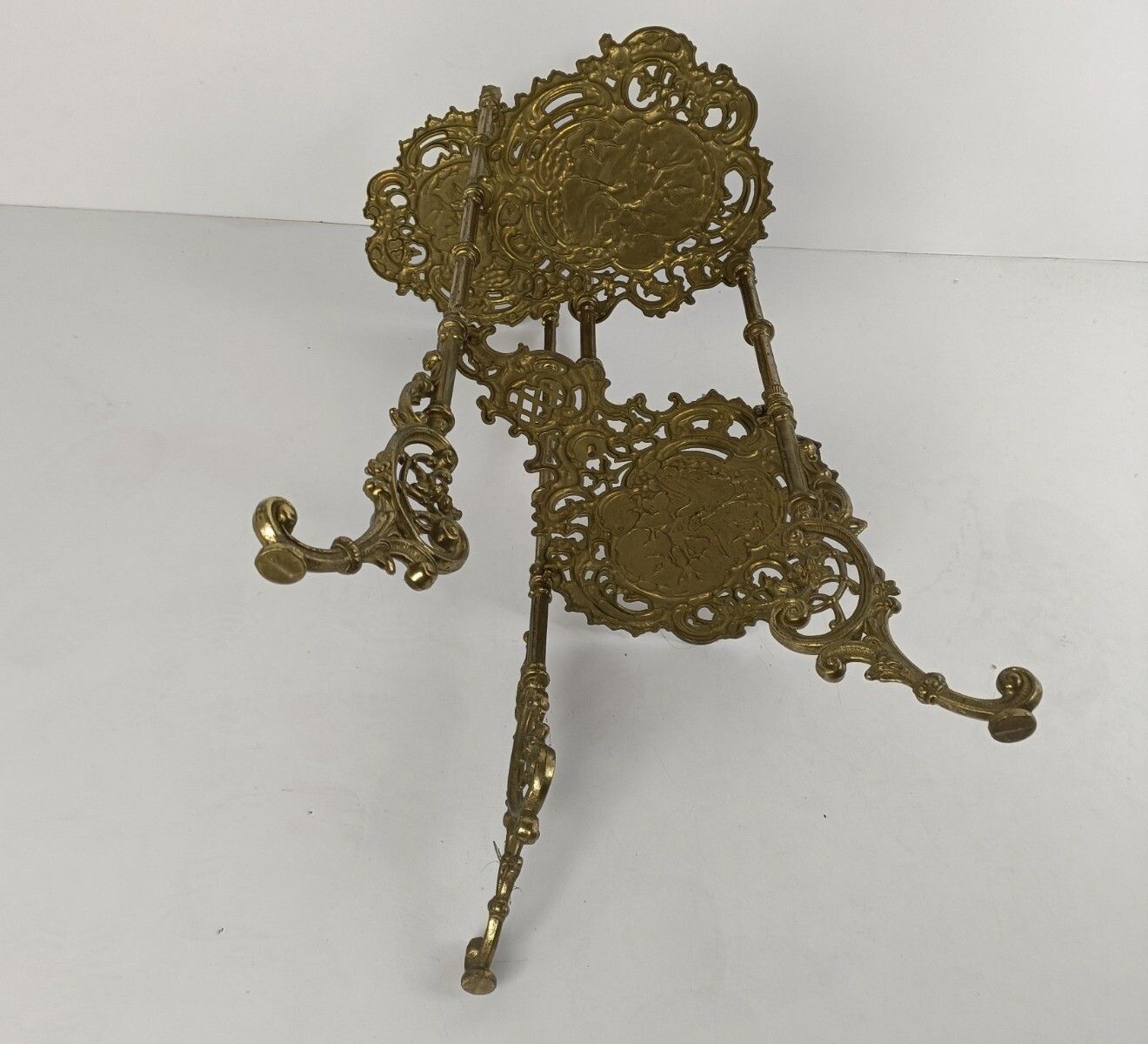 Ornate French Brass Pedestal Table Plant Stand 3 Tier Hollywood Regency Birds Wo photo 485.0