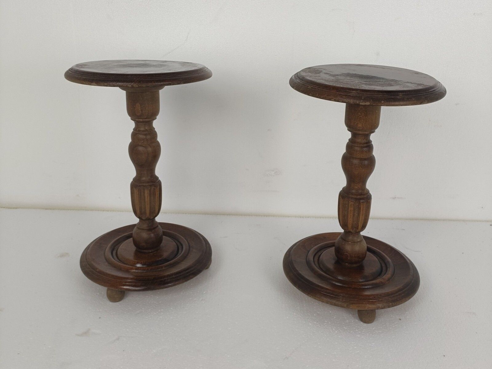 Pair Pedestal Plant Stands Bonsai Stand Vintage Side Table Occasional Table Barn photo Furniture