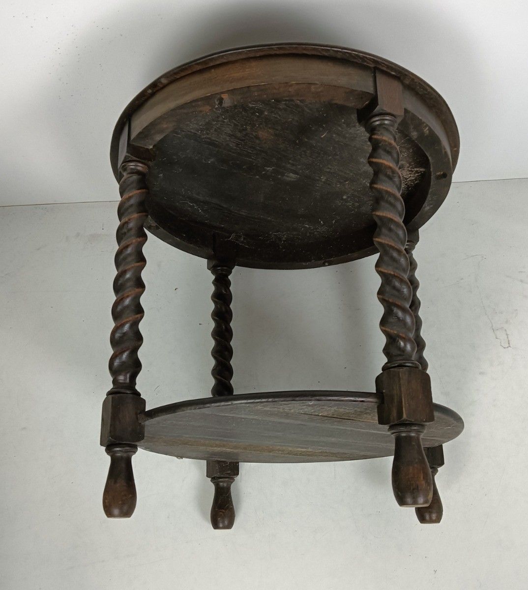Barley Twist Hand Carved Wood Wooden Side Coffee Occasional Large Table Vintage photo 445.0