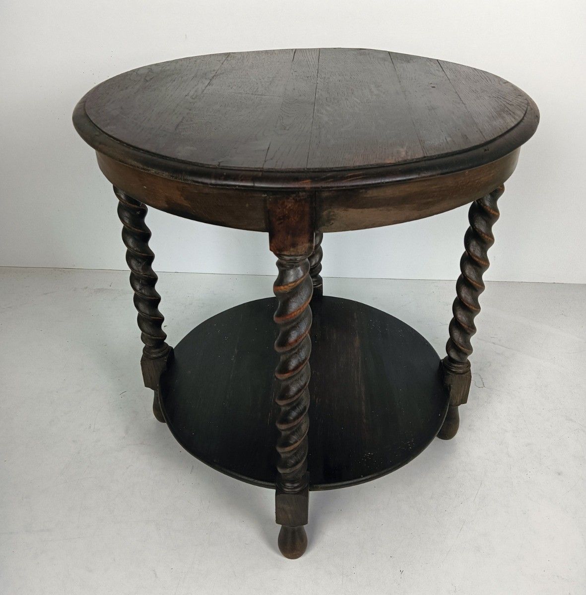 Barley Twist Hand Carved Wood Wooden Side Coffee Occasional Large Table Vintage photo buy