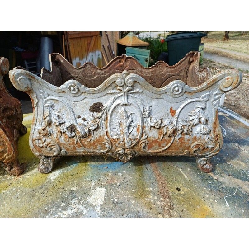 Pair Of Enamelled Cast Iron Planters From 1900 From Charleville Mézières photo furniture