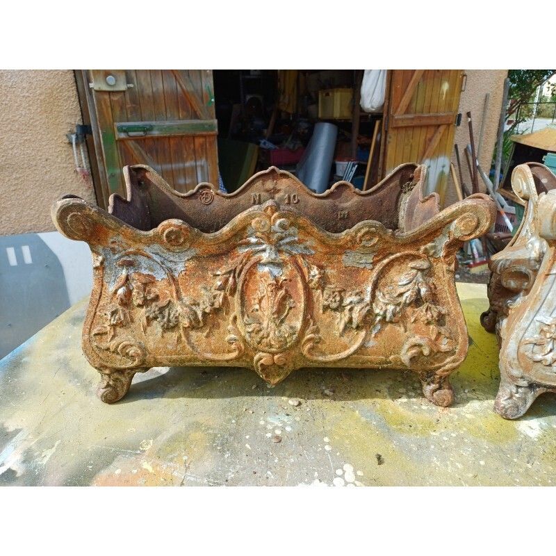 Pair Of Enamelled Cast Iron Planters From 1900 From Charleville Mézières photo Garden Decor