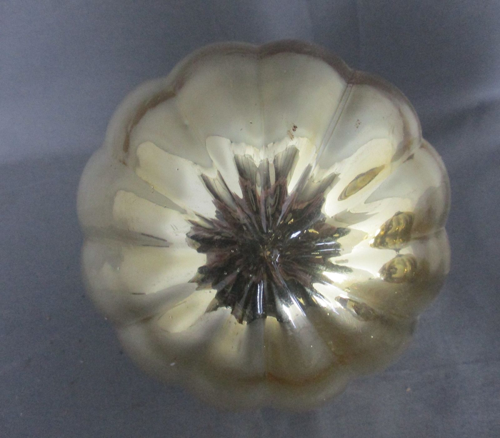 Pair Antique Witch Witches Ball Gold Crackle Glass Ornament Protection photo 190.0