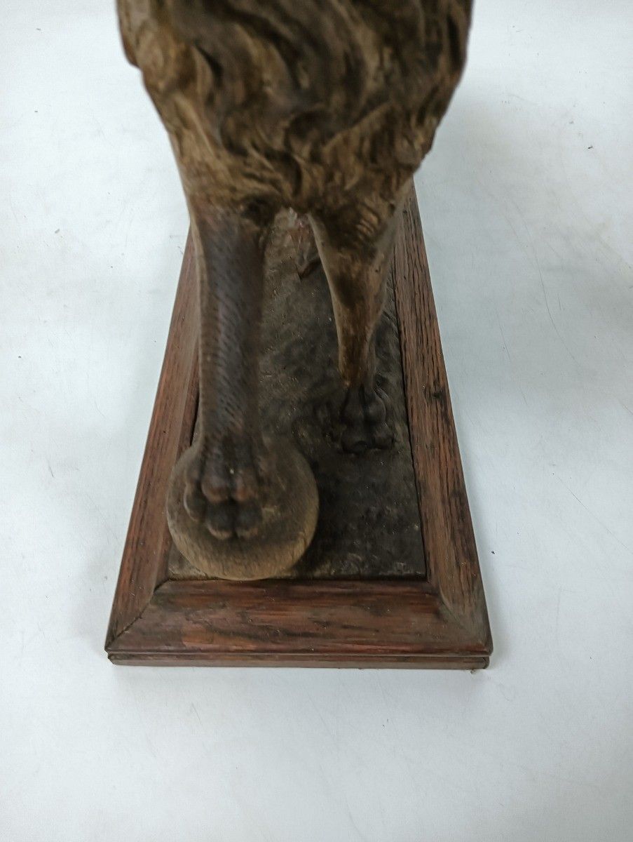 Stunning Antique Hand Carved Wood Figurines Pair Lions Large Trims Reclaimed Arc photo buy