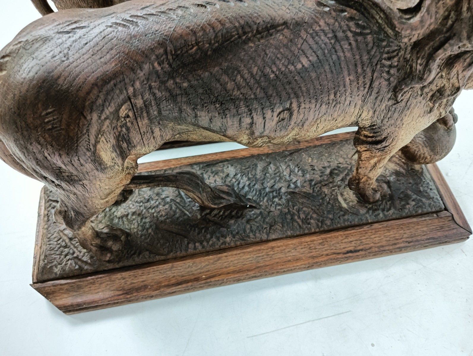 Art Stunning Antique Hand Carved Wood Figurines Pair Lions Large Trims Reclaimed Arc photo