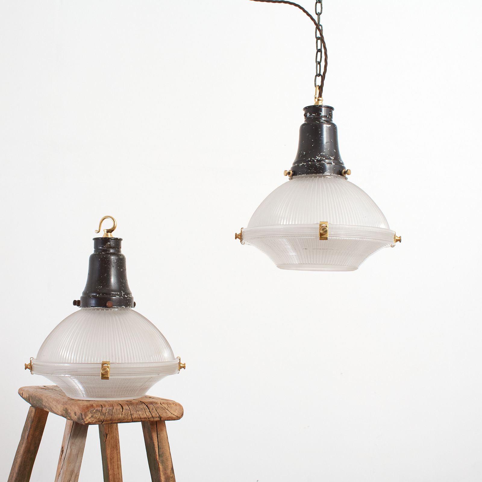 Antique Holophane 2 Part Reflector Pendant Light – C photo furniture