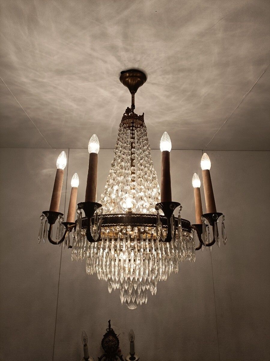 Ballroom Wedding Chandelier Gorgeous Basket Crystal Prisms 14 Lights  8 Arm Wow photo for sale