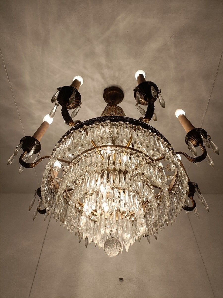 Ballroom Wedding Chandelier Gorgeous Basket Crystal Prisms 14 Lights  8 Arm Wow photo Lighting