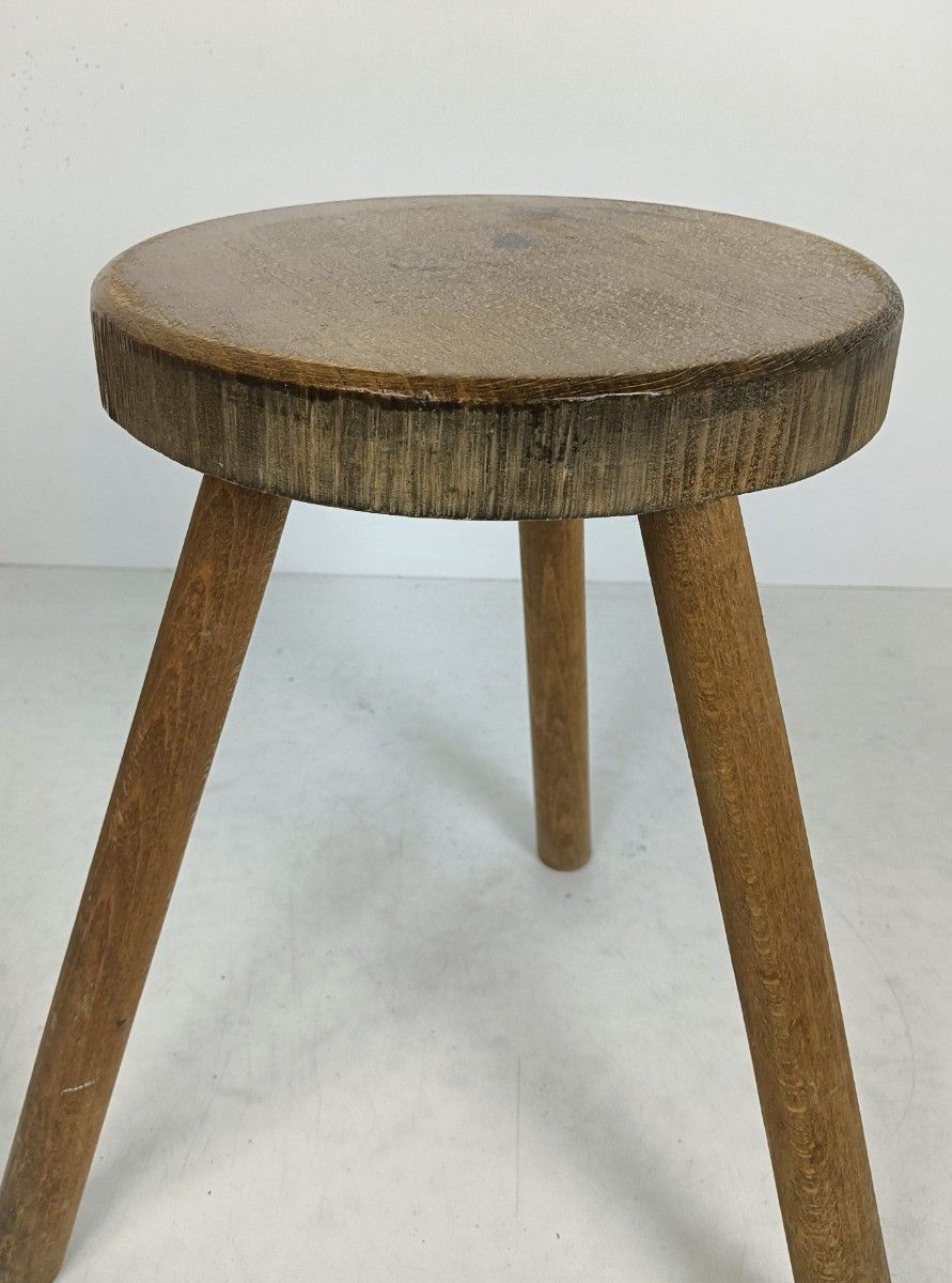 Milking Stool Pedestal Plant Stand Side Table  Carved Wood Farmhouse Antique photo vinterior