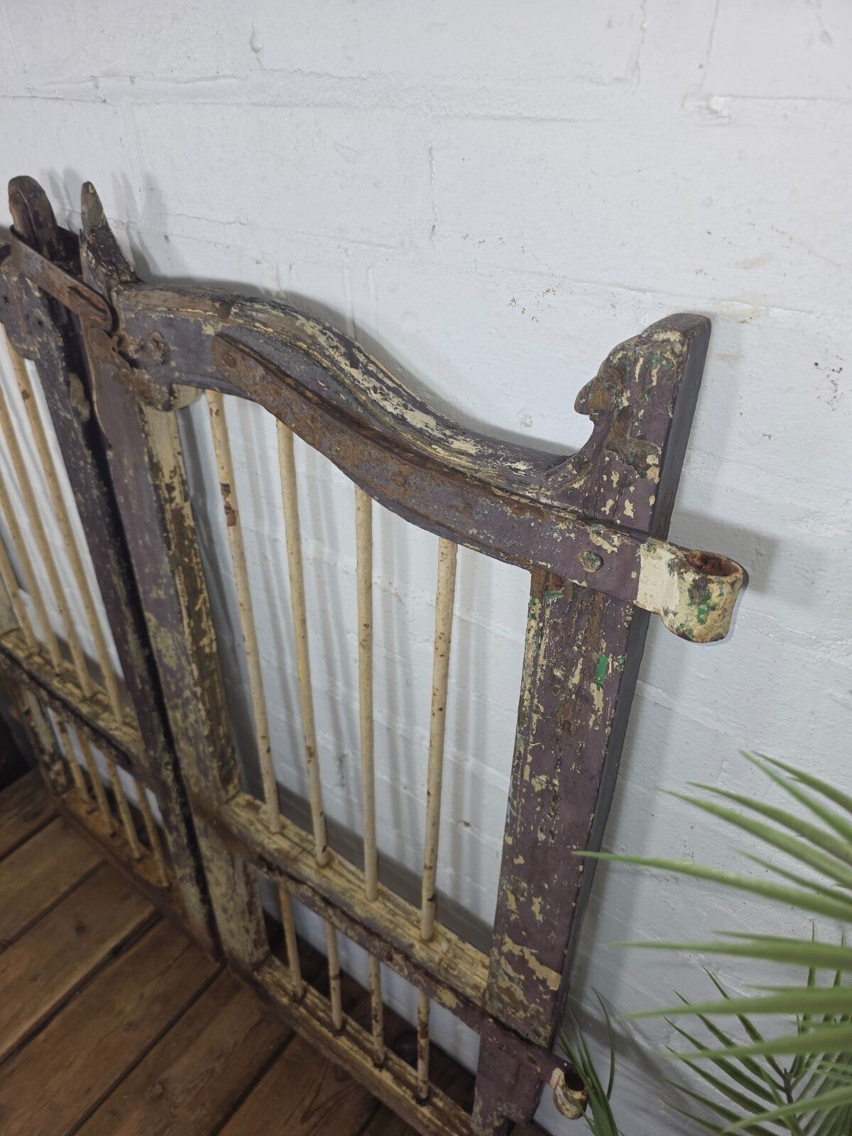 Old Pair Vintage Reclaimed Indian Wooden Iron Saloon Doors Shutters Garden Gates photo 175.0