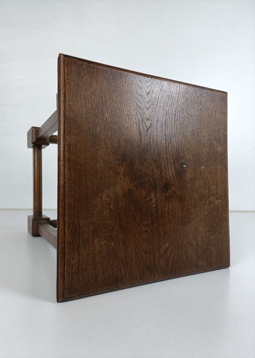 Vintage Wooden Side Coffee Occasional Table Pedestal Plant Stand Barn Style photo vintage