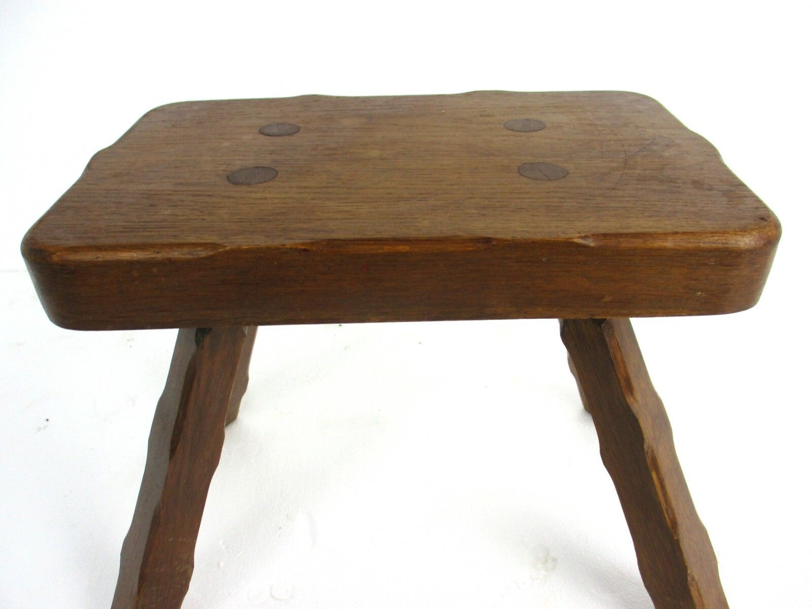 Funky Hand Carved Wood  Milking Stool Pedestal Table Pedestal Barn Style Antique photo for sale