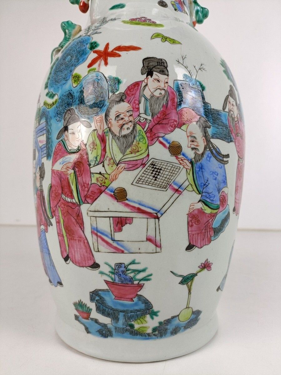 Family Rose  Chinese Vase Vintage  Hand Painted Board Games In The Garden Chic P photo buy