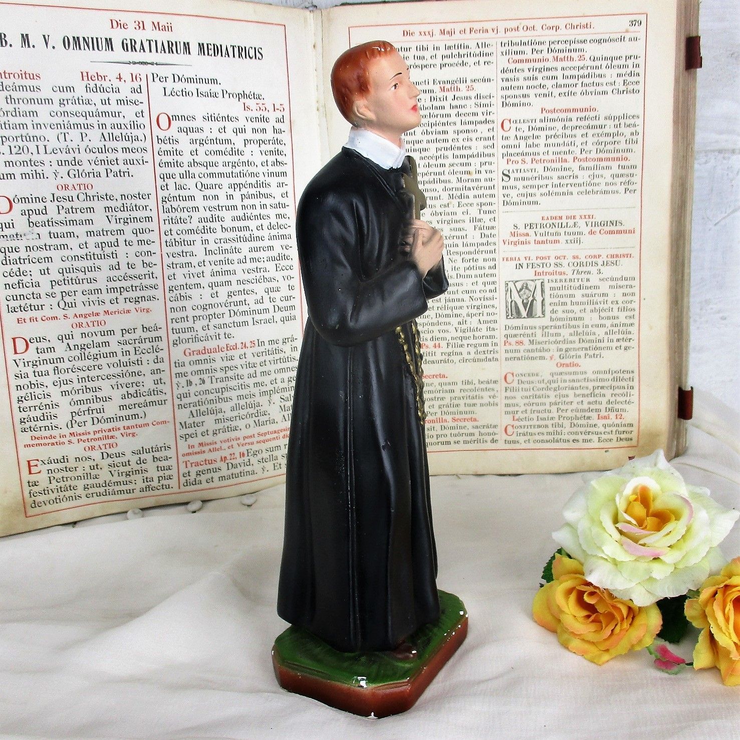 Antique Statue Saint Santo Gerard Santo Majella Plaster Priest Patron Good Sales photo vinterior