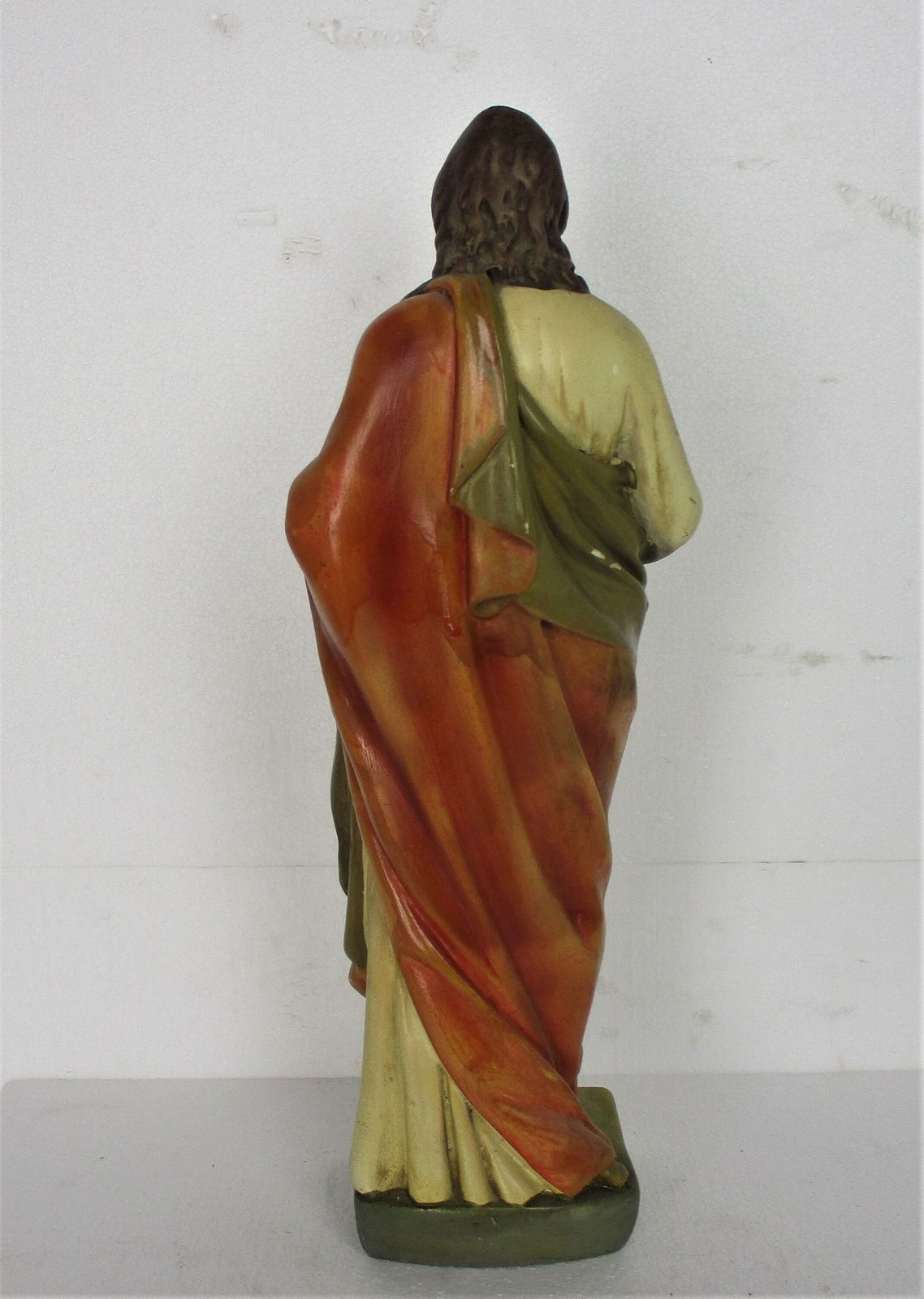 Antique Altar Statue Jesus Christ Savior Sacred Heart Neo Gothic 1900 Plaster Po photo vinterior