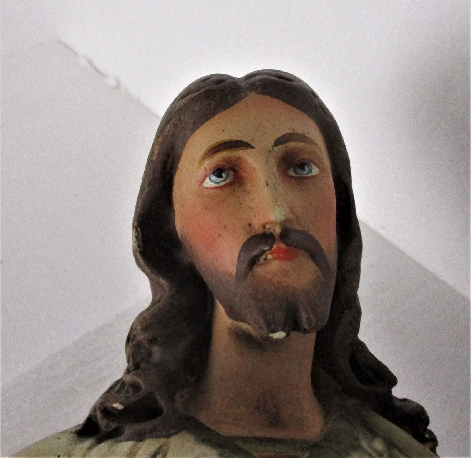 photo furniture Antique Altar Statue Jesus Christ Savior Sacred Heart Neo Gothic 1900 Plaster Po