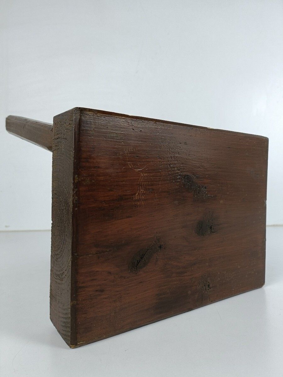 Vintage  Hand Carved Wood Milking Stool Pedestal Table Pedestal Barn Style Count photo vinterior