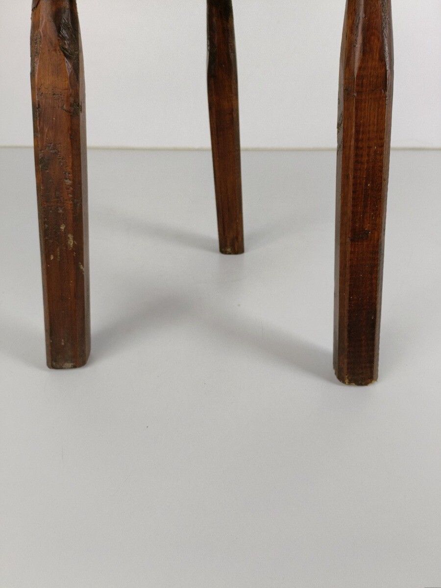 Vintage  Hand Carved Wood Milking Stool Pedestal Table Pedestal Barn Style Count photo buy