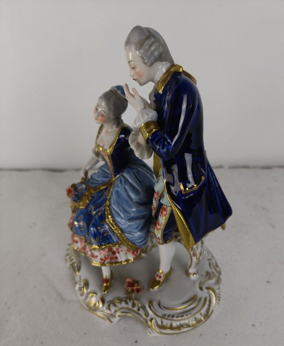 Figurine Statue Wolfstedt 19th Century Courting Couple  Exquisite  Marked Delica photo furniture