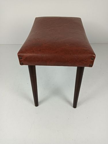 Footstool Ottoman Foot Rest Wooden Legs Fabric Faux Leather Vintage Retro Funky photo vinterior