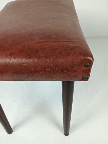 Footstool Ottoman Foot Rest Wooden Legs Fabric Faux Leather Vintage Retro Funky photo buy