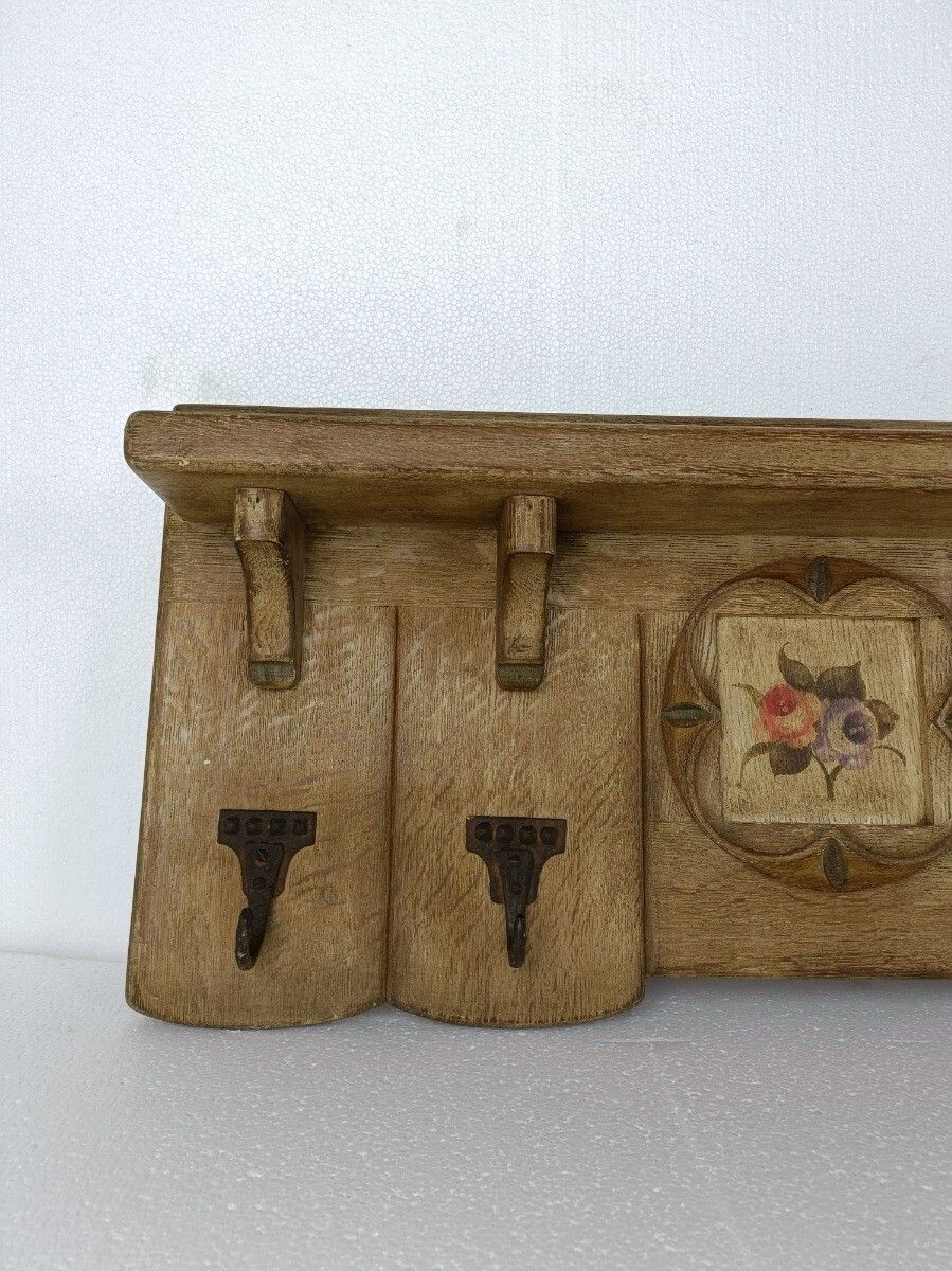 Xl Coat Rack Hat Rack Kitchen Rack, Hand Carved Wood, Ornate,  Hand Painted,  Ha photo 566.0