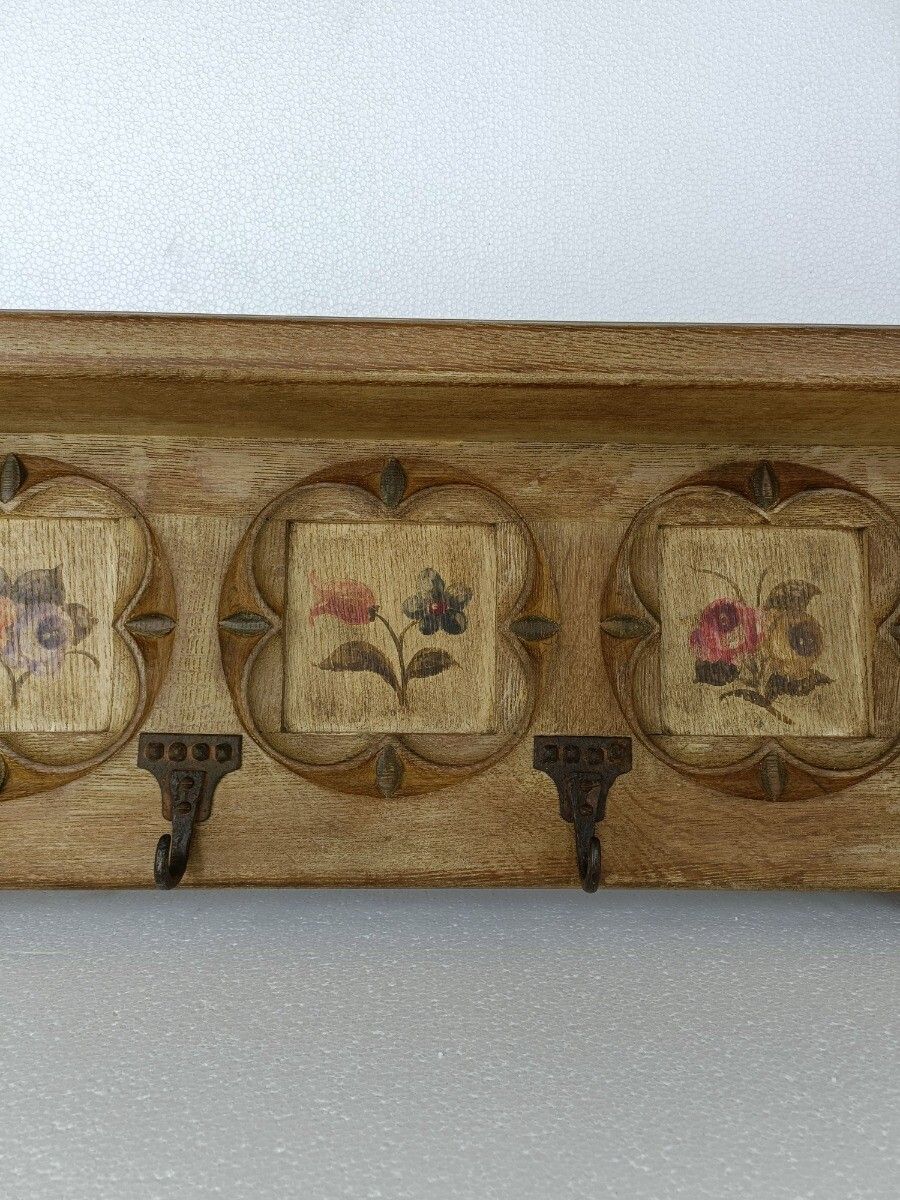 Xl Coat Rack Hat Rack Kitchen Rack, Hand Carved Wood, Ornate,  Hand Painted,  Ha photo buy