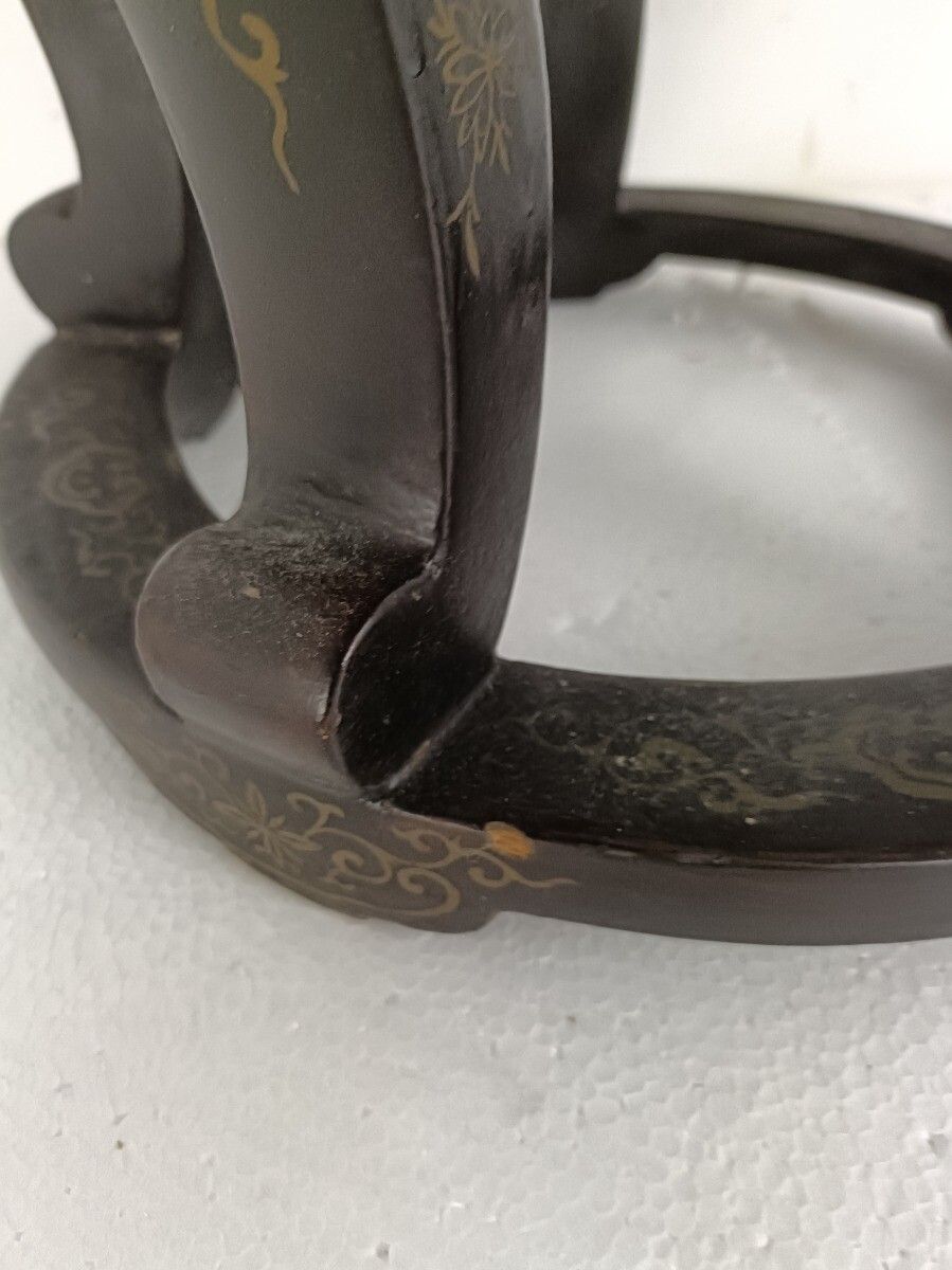 Chinese Antique Round Table Ornate Wood Carved Wood Inlay Side Bonsai Table Gorg photo for sale