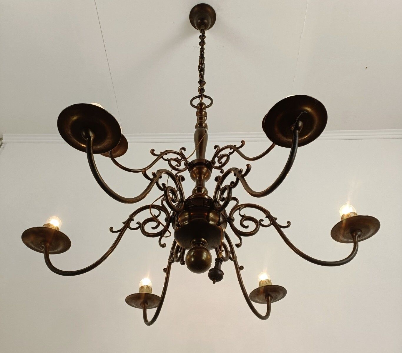 Extremely Rare Dutch Flemish Chandelier Bronze 9 Lights Barn Farmhouse Style Vin photo 931.0