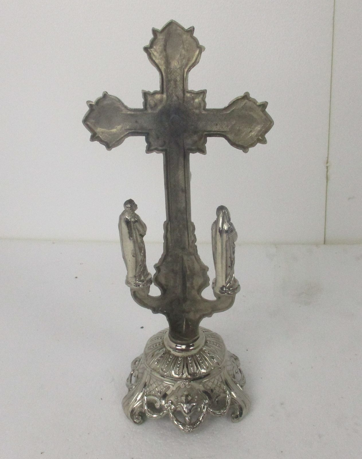 Beautiful Vintage French Standing Table Crucifix Cross Calvary Jesus Christ Mid photo buy