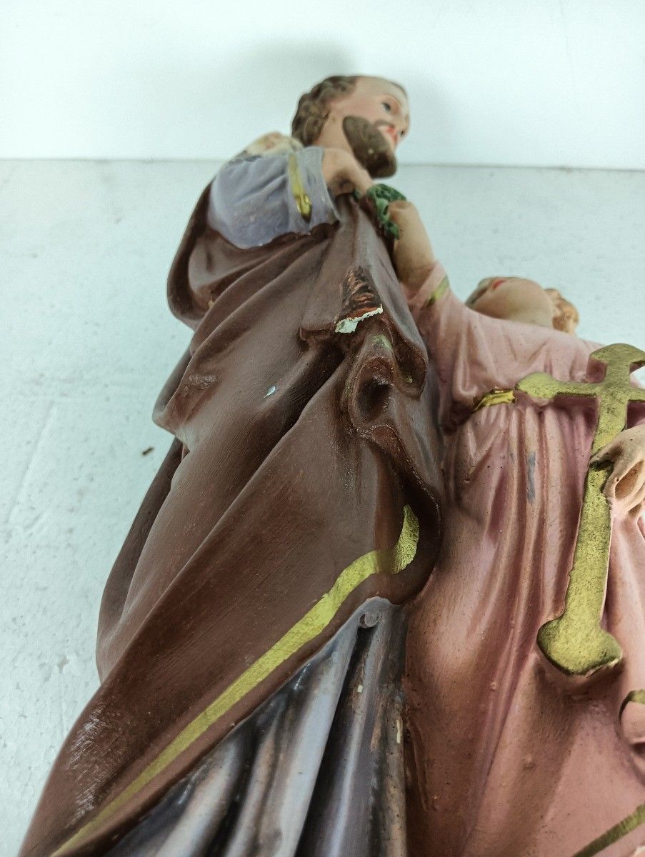 162.0 Statue Saint Joseph Protector Of Homes Infant Jesus Statue Neo Gothic Antique Po photo