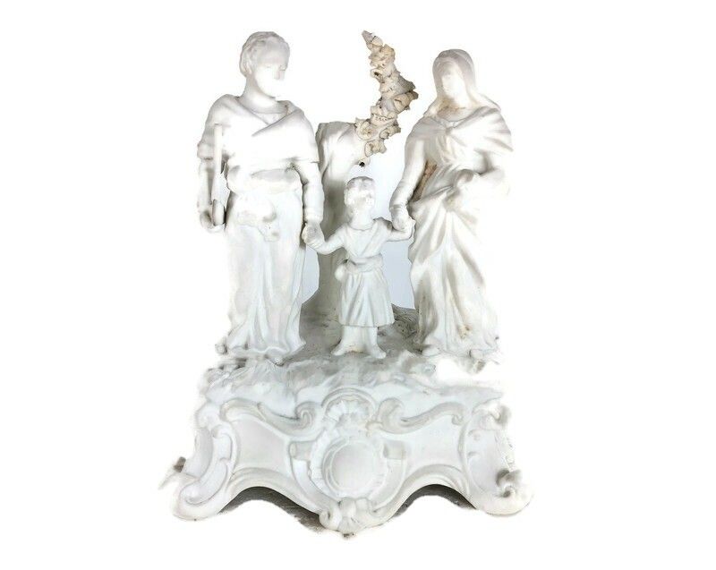 Beautiful Antique Bisque Porcelain Statue Holy Family Virgin Mary Saint Joseph I