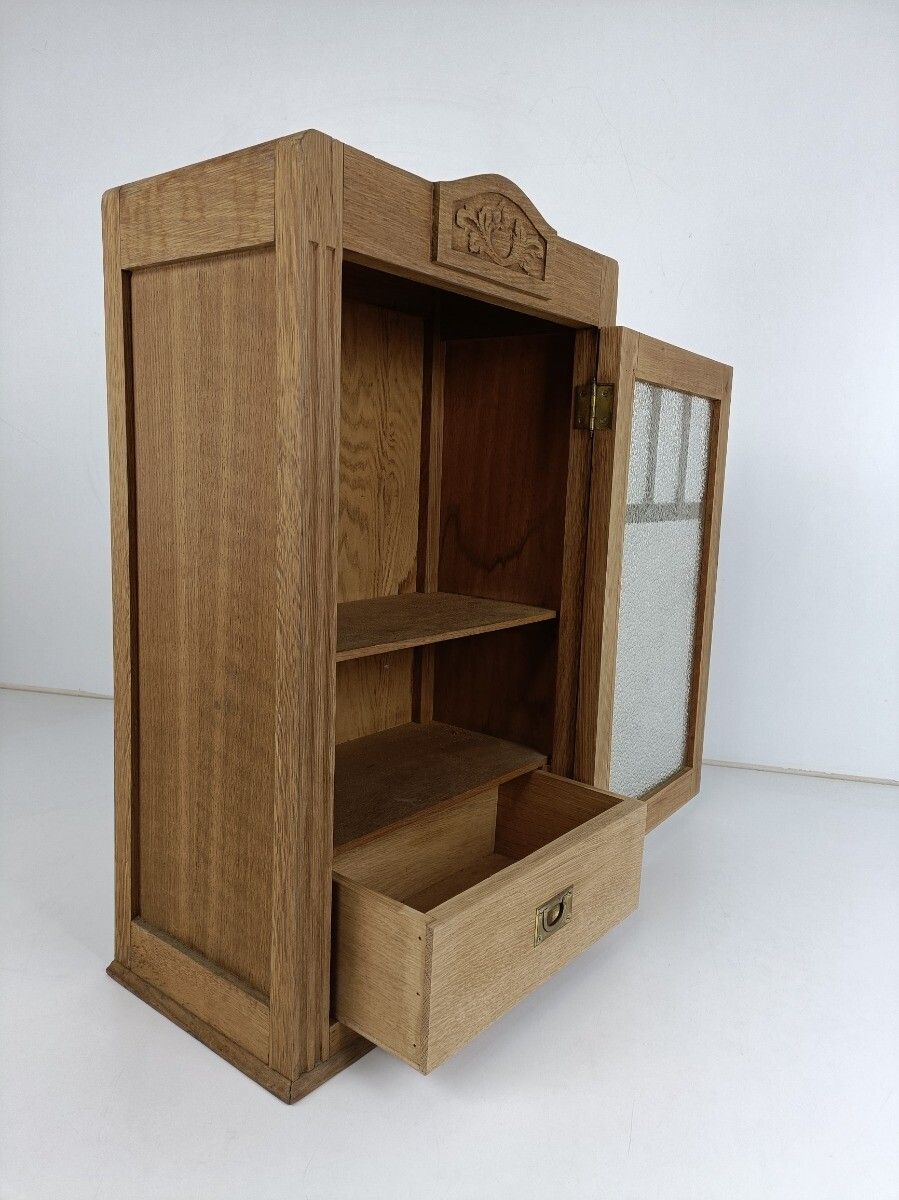 Antique Medicine Apothecary Pharmacy Kitchen Bathroom Cabinet White  Frosted Gla photo vinterior