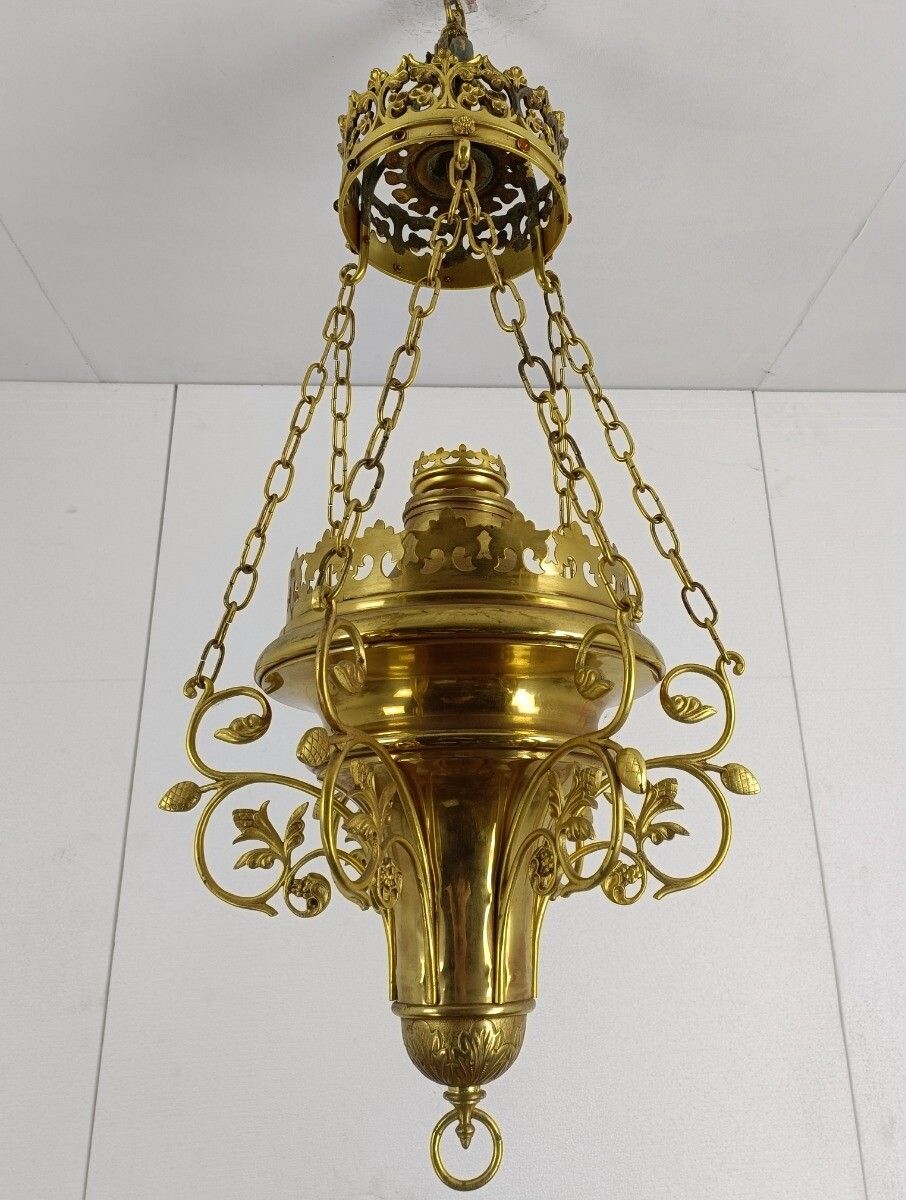 Antique Bronze Brass Dore Gods Lamp Light Ceiling Fixture Chandelier Pendant  Go photo furniture