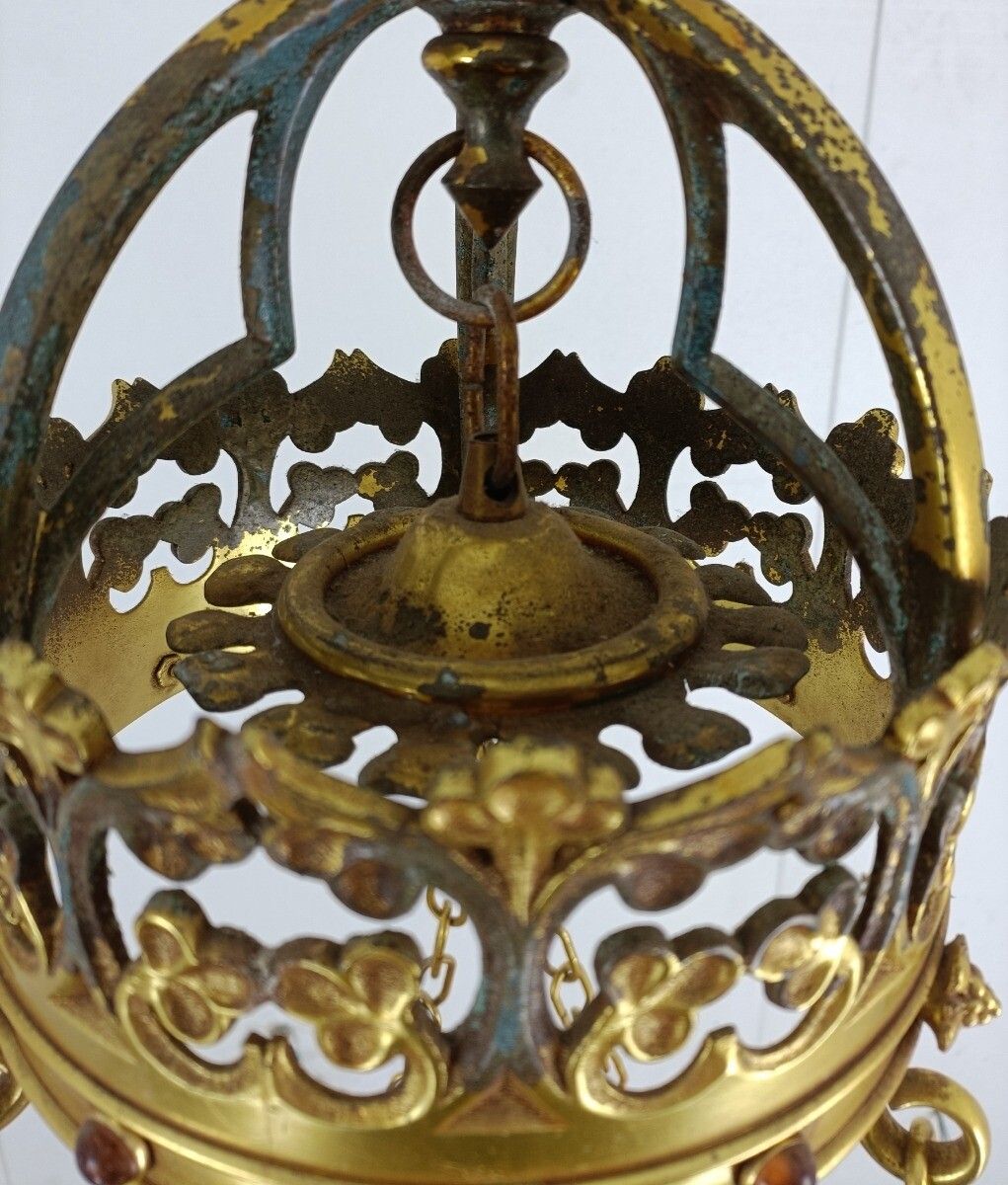 photo furniture Antique Bronze Brass Dore Gods Lamp Light Ceiling Fixture Chandelier Pendant  Go