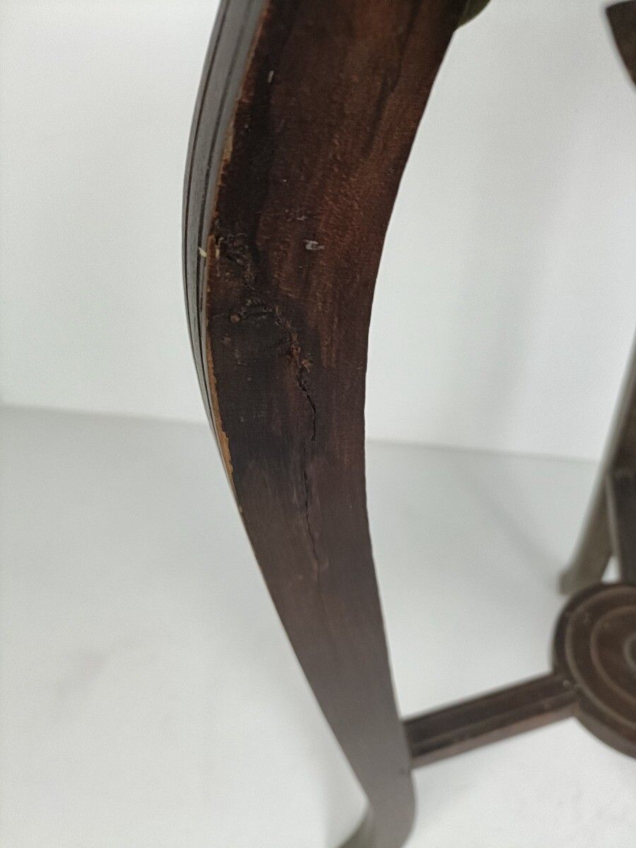 Art Deco Two Tier Pedestal Plant Stand Carved Wood Antique Side Table Barn Style photo vintage