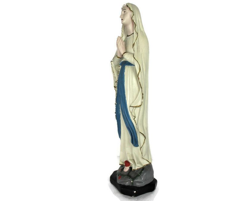 Vintage French Virgin Mary Madonna Our Lady Of Lourdes Plaster Statue  21.25"