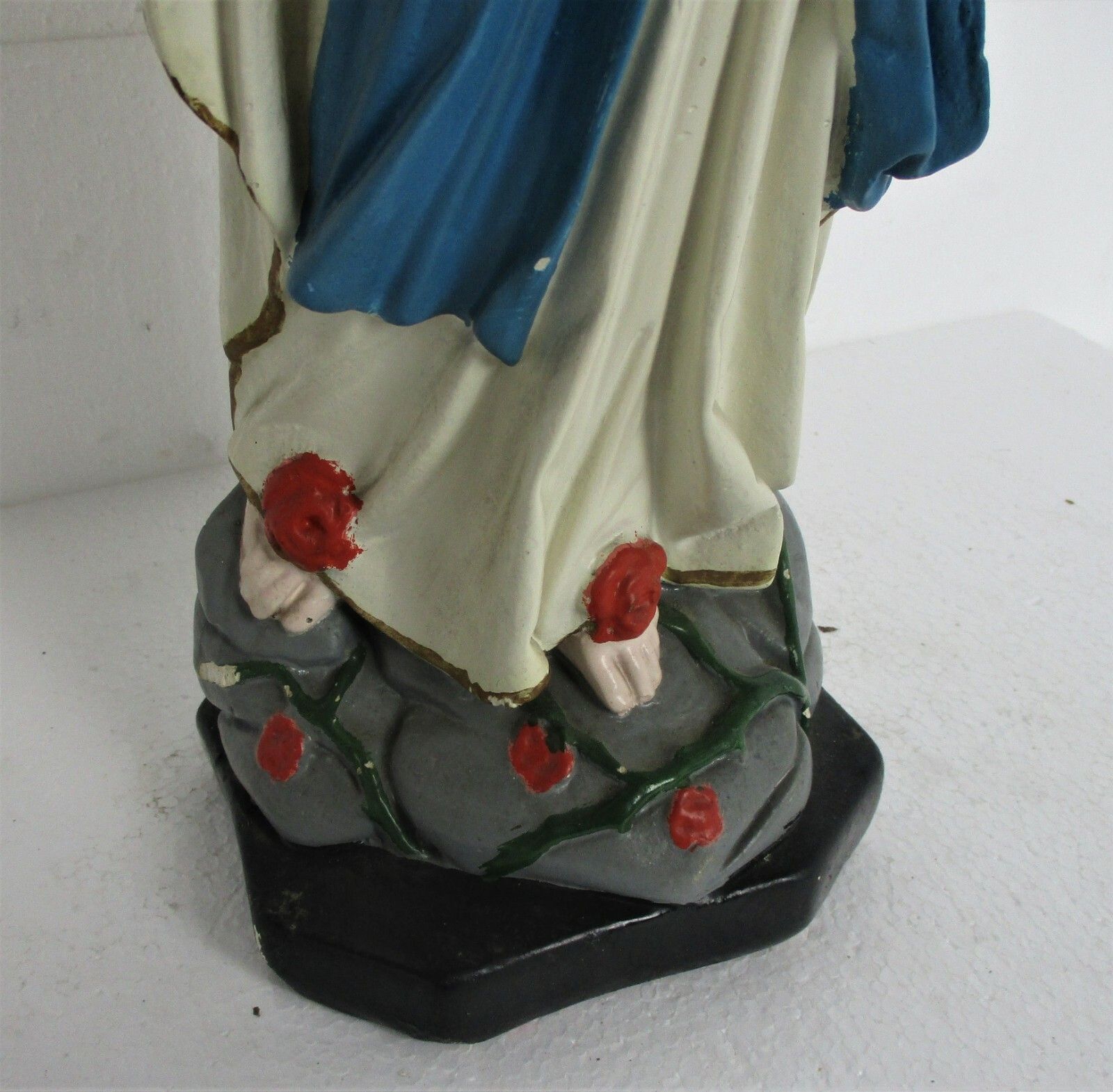 Vintage French Virgin Mary Madonna Our Lady Of Lourdes Plaster Statue  21.25" photo Art